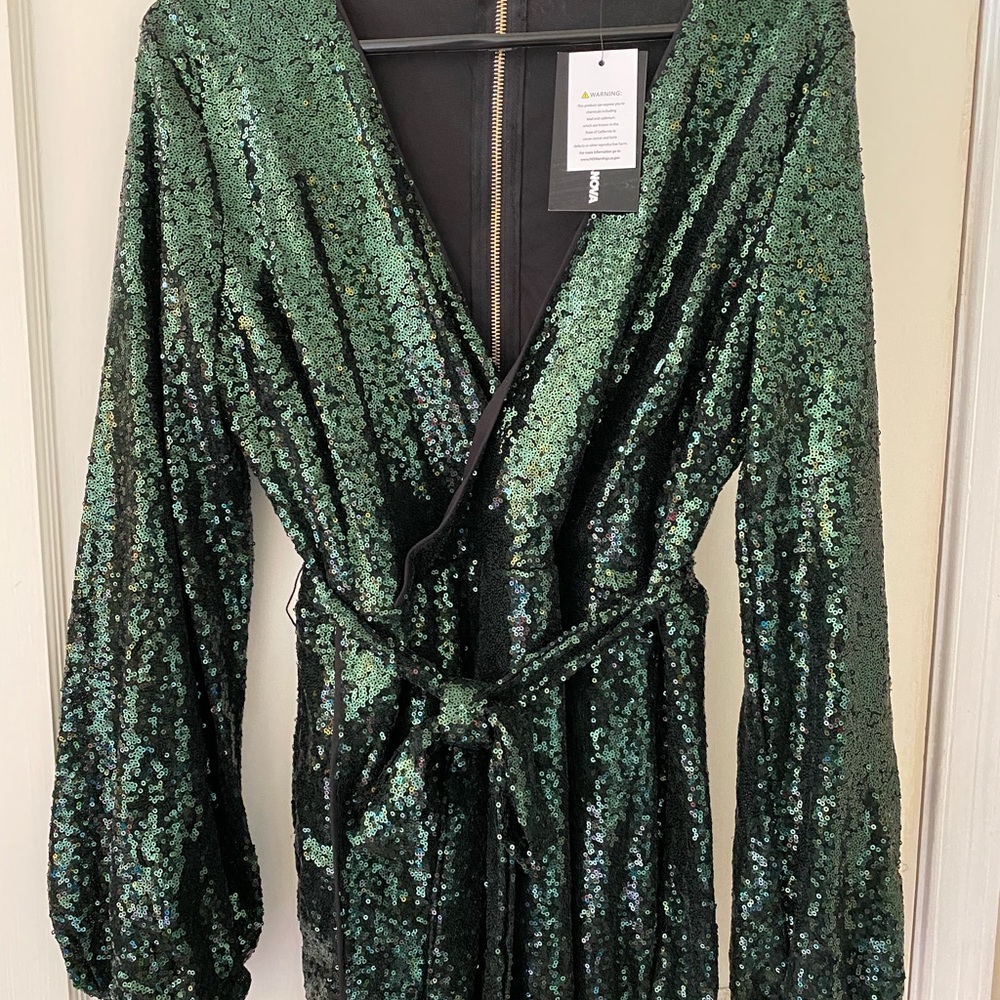New tags green sequin dress cocktail mini fancy XL